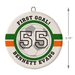 Soccer Ceramic Circle Personalized Ornament -Hallmark Gift Shop Soccer Ceramic Circle Personalized Ornament 1999QHE1711B113 03