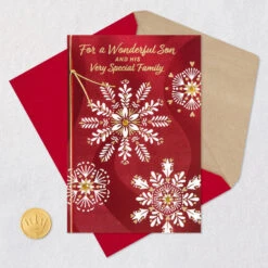 Hallmark You're All Loved So Much Christmas Card For Son And Family -Hallmark Gift Shop Sparkly Snowflakes Christmas Card for Son and Family 799XZH1925 07