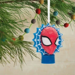 Marvel Spider-Man Face On Web Hallmark Ornament With Light -Hallmark Gift Shop SpiderMan Face on Web Christmas Ornament 3HCM3763 02