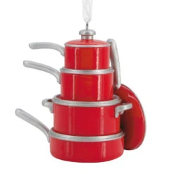 Pots And Pans Hallmark Ornament -Hallmark Gift Shop Stacked Red Pots and Pans Christmas Ornament 1HGO3513 07