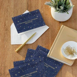 Hallmark Starry Blue You Make The Universe Brighter Blank Thank You Notes, Pack Of 10 -Hallmark Gift Shop Stars on Navy Blue Blank Thank You Note Cards Pack 3THK2576 06