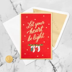 Hallmark Let Your Heart Be Light 3D Pop-Up Christmas Card -Hallmark Gift Shop Stockings on Fireplace 3D PopUp Christmas Card 1299IXC3053 06