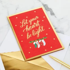 Hallmark Let Your Heart Be Light 3D Pop-Up Christmas Card -Hallmark Gift Shop Stockings on Fireplace 3D PopUp Christmas Card 1299IXC3053 07