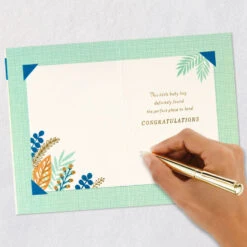 Hallmark Bundle Of Wonder New Baby Boy Card -Hallmark Gift Shop Stork and Leaves New Baby Boy Card 699G2583 06