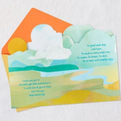 Hallmark Hoping So Many Good Things Birthday Card -Hallmark Gift Shop Sun Over Abstract Mountain Landscape Birthday Card 659HBD3880 06