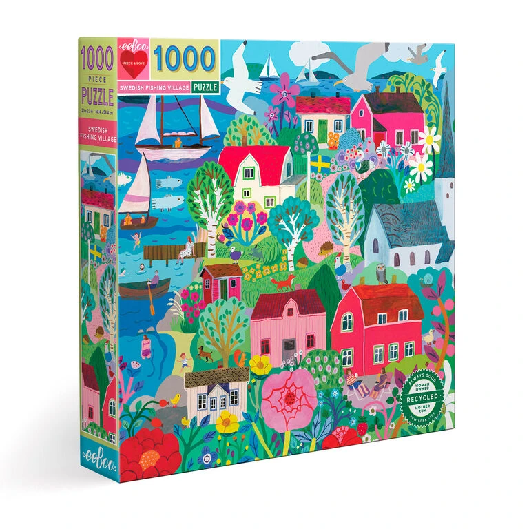 Eeboo Swedish Fishing Village 1000-Piece Jigsaw Puzzle 3 Eeboo Swedish Fishing Village 1000-Piece Jigsaw Puzzle