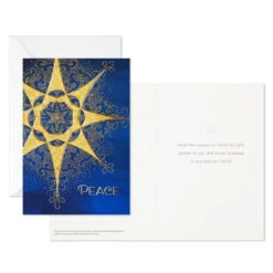 Hallmark UNICEF Peace Star Boxed Christmas Cards, Pack Of 20 -Hallmark Gift Shop Swirling Gold Star on Blue Boxed Christmas Cards 1URS2306 03