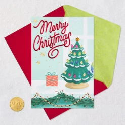 Hallmark Feeling Thankful For You Christmas Card With Spinner Wheel -Hallmark Gift Shop Tabletop Christmas Tree Card 799XZH1202 06