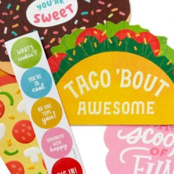 Hallmark Favorite Foods Assorted Blank Notes With Stickers, Pack Of 10 -Hallmark Gift Shop Tacos and Pizza Note Cards and Stickers for Kids 3NOT1135 03