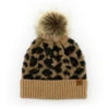 Britt’s Knits Tan Snow Leopard Women's Knit Pom Hat -Hallmark Gift Shop Tan Snow Leopard Womens Knit Pom Hat BKSLHATTAN 01