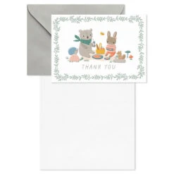 Hallmark Bear And Bunny Picnic Blank Baby Thank You Notes, Pack Of 10 -Hallmark Gift Shop Teddy Bear Picnic Baby Thank You Note Cards Pack 3THK2568 03