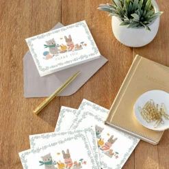 Hallmark Bear And Bunny Picnic Blank Baby Thank You Notes, Pack Of 10 -Hallmark Gift Shop Teddy Bear Picnic Baby Thank You Note Cards Pack 3THK2568 07