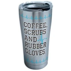 Tervis Coffee Scrubs Rubber Gloves Stainless Steel Tumbler, 20 Oz.