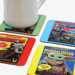 Star Wars: The Mandalorian Comic Book Cover Coasters, Set Of 4 -Hallmark Gift Shop The Mandalorian Coaster Set 17446 03