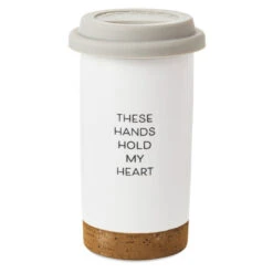 Hallmark These Hands Hold My Heart Ceramic Travel Mug, 12.5 Oz. -Hallmark Gift Shop These Hands Hold My Heart Travel Mug With Paints 1BBY4852 02