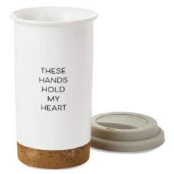 Hallmark These Hands Hold My Heart Ceramic Travel Mug, 12.5 Oz. -Hallmark Gift Shop These Hands Hold My Heart Travel Mug With Paints 1BBY4852 04