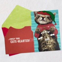 Hallmark Ticklish Kitten Funny Christmas Card With Sound And Motion -Hallmark Gift Shop Ticklish Cat in Santa Hat Christmas Card With Sound 999XOC1051 04