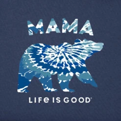 Life Is Good Mama Bear Navy V-Neck Women's T-Shirt, Medium -Hallmark Gift Shop TieDye Bear Navy Blue VNeck Womens TShirt 89337M 02