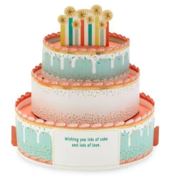 Hallmark Lots Of Love And Cake 3D Pop-Up Card -Hallmark Gift Shop Tiered Birthday Cake 3D PopUp Card 799WDR1214 03
