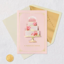 Hallmark A Thousand Wishes Floral Cake Birthday Card -Hallmark Gift Shop Tiered Pink Floral Cake Birthday Card for Her 859LAD2929 05