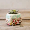 Natural Life Faux Succulent In Van Planter, 2" -Hallmark Gift Shop Tiny VW Van Ceramic Planter With Faux Succulent PLNT059 01