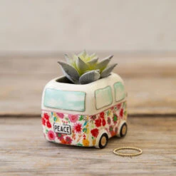 Hallmark Gift Shop -Hallmark Gift Shop Tiny VW Van Ceramic Planter With Faux Succulent PLNT059 02