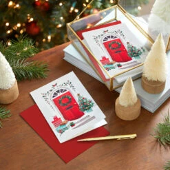 Hallmark Red Front Door Boxed Christmas Cards, Pack Of 40 -Hallmark Gift Shop Traditional Holiday Front Door Boxed Christmas Cards 5XPX2687 08