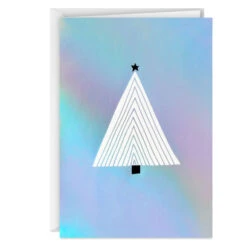 Hallmark Geometric Tree On Silver Foil Boxed Christmas Cards, Pack Of 16 -Hallmark Gift Shop Triangle Tree on Silver Foil Boxed Christmas Cards 1XPX2592 02
