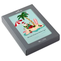 Hallmark Tropical Santa And Palm Tree Boxed Christmas Cards, Pack Of 16