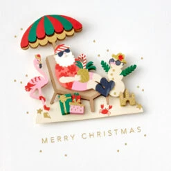 Hallmark Beachy Santa With Flamingo Christmas Card -Hallmark Gift Shop Tropical Santa with Flamingo Christmas Card 759IXC2035 04