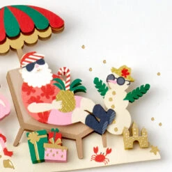 Hallmark Beachy Santa With Flamingo Christmas Card -Hallmark Gift Shop Tropical Santa with Flamingo Christmas Card 759IXC2035 05