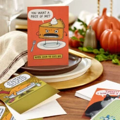 Hallmark Big Slice Of Gratitude Assorted Funny Thanksgiving Cards, Pack Of 16 -Hallmark Gift Shop Turkey and Pets Funny Thanksgiving Card Assortment 5HAA1013 07