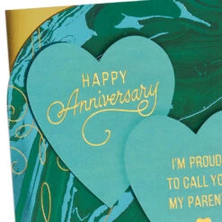Hallmark Proud To Call You My Parents Anniversary Card -Hallmark Gift Shop Two Green Hearts Anniversary Card for Parents 799AVY3336 05