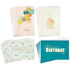 Hallmark Festive Wishes Blank Birthday Cards, Pack Of 16