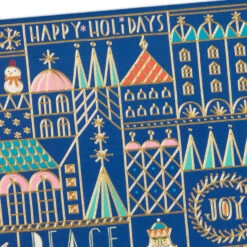 Hallmark UNICEF Geometric Christmas Village On Blue Boxed Christmas Cards, Pack Of 12 -Hallmark Gift Shop Village Tiles on Blue UNICEF Boxed Christmas Cards 1URS2326 06