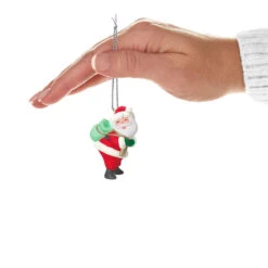 Hallmark Mini Sweet Santa Ornament, 1.5" -Hallmark Gift Shop Vintage Santa With Green Sack Keepsake Ornament 5QXM9492 05
