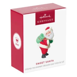 Hallmark Mini Sweet Santa Ornament, 1.5" -Hallmark Gift Shop Vintage Santa With Green Sack Keepsake Ornament 5QXM9492 08