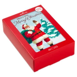 Hallmark Jolly Santa Claus Boxed Christmas Cards, Pack Of 40