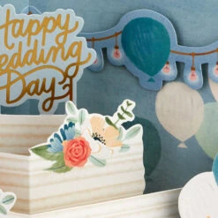 Hallmark Wishing You A Sweet And Happy Life 3D Pop-Up Wedding Card -Hallmark Gift Shop Wedding Cake and Balloons 3D PopUp Wedding Card 699WDR1228 04