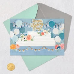 Hallmark Wishing You A Sweet And Happy Life 3D Pop-Up Wedding Card -Hallmark Gift Shop Wedding Cake and Balloons 3D PopUp Wedding Card 699WDR1228 05