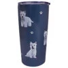 E&S Pets West Highland White Terrier Stainless Steel Tumbler, 20 Oz. -Hallmark Gift Shop Westies on Dark Blue Stainless Steel Tumbler 11545 01