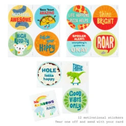 Hallmark Whimsical Assorted Kids' Encouragement Cards With Stickers, Pack Of 12 -Hallmark Gift Shop Whimsical Assorted Kids Encouragement Cards 999SOM4012 06