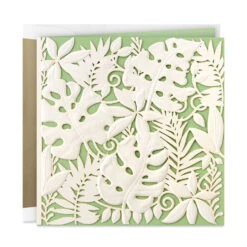 Hallmark White Tropical Leaves On Mint Green Blank Card