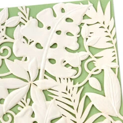 Hallmark White Tropical Leaves On Mint Green Blank Card -Hallmark Gift Shop White DieCut Monstera Leaves on Mint Green Blank Card 859LAD4820 03