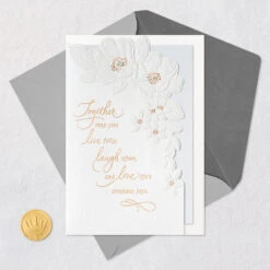 Hallmark Live, Laugh, Love Wedding Card -Hallmark Gift Shop White Flowers Wedding Congratulations Card 699W4043 05