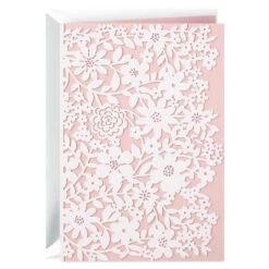 Hallmark White Flowers On Blush Pink Blank Card