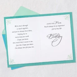Hallmark Such An Important Part Of My Life Birthday Card For Mom -Hallmark Gift Shop White Flowers on Teal Birthday Card for Mom 859FBD4762 04