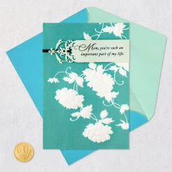 Hallmark Such An Important Part Of My Life Birthday Card For Mom -Hallmark Gift Shop White Flowers on Teal Birthday Card for Mom 859FBD4762 06