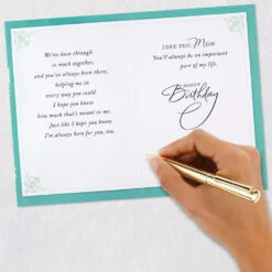 Hallmark Such An Important Part Of My Life Birthday Card For Mom -Hallmark Gift Shop White Flowers on Teal Birthday Card for Mom 859FBD4762 07