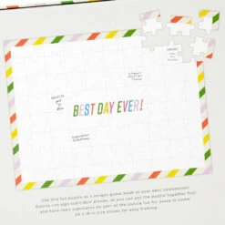 Hallmark Best Day Ever Guest Book Puzzle -Hallmark Gift Shop White Puzzle for Party Guests to Sign 1BIR1321 03